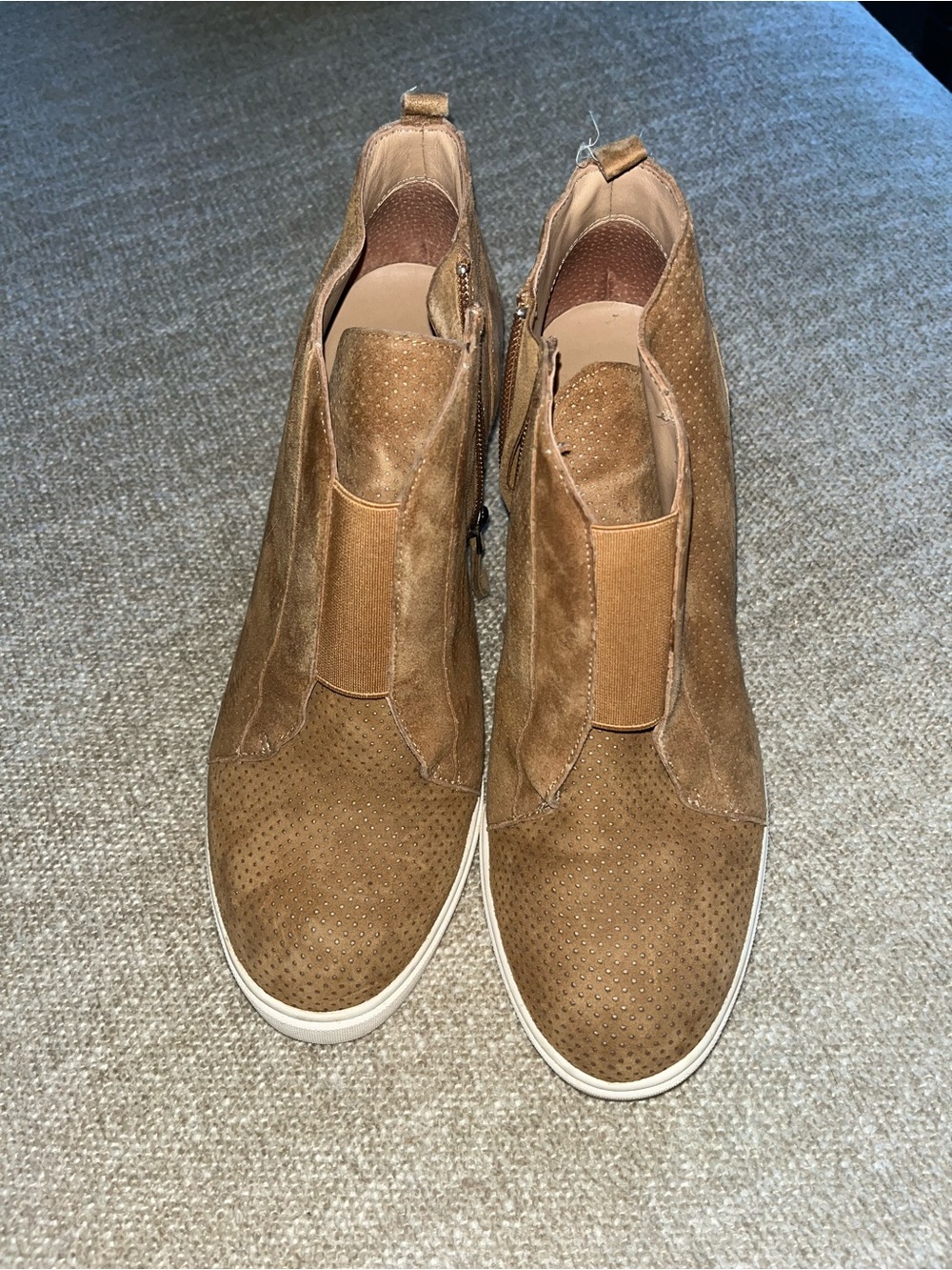 Paolo Tan Suede Perforated Slip-On Ankle Boots